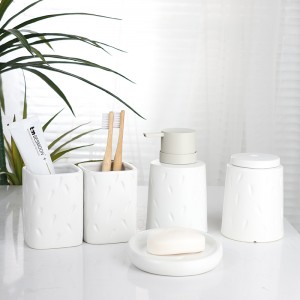 5-Piece Glazed Intaglio Ceramic Modern Bathroom Accessories