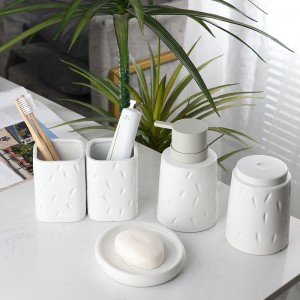 5-Piece Glazed Intaglio Ceramic Modern Bathroom Accessories