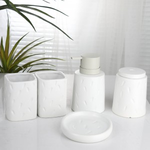 5-Piece Glazed Intaglio Ceramic Modern Bathroom Accessories