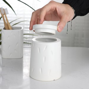 5-Piece Glazed Intaglio Ceramic Modern Bathroom Accessories