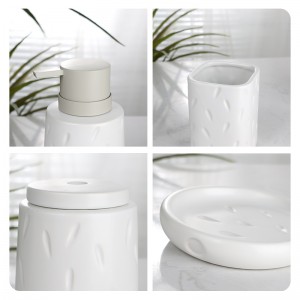 5-Piece Glazed Intaglio Ceramic Modern Bathroom Accessories