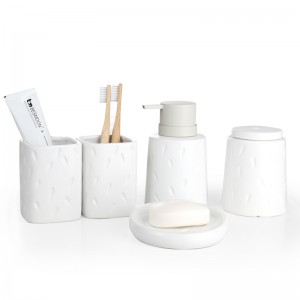 5-Piece Glazed Intaglio Ceramic Modern Bathroom Accessories