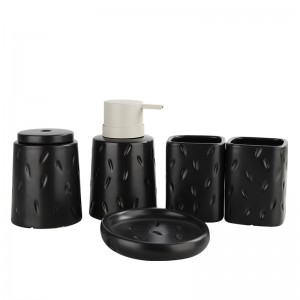 5-Piece Glazed Intaglio Ceramic Modern Bathroom Accessories
