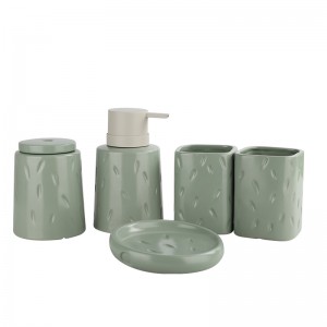 5-Piece Glazed Intaglio Ceramic Modern Bathroom Accessories