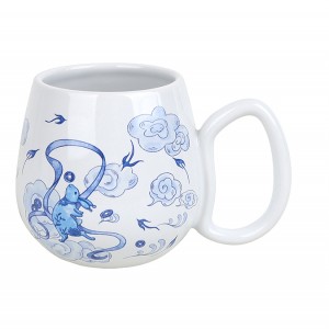 Factory Supplier Handmade Modern Ceramic Cute Rabbit Decal Irregular Handle Gift Mug