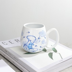Factory Supplier Handmade Modern Ceramic Cute Rabbit Decal Irregular Handle Gift Mug