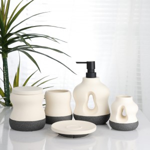 Home Hotel 5-Piece Kiln-Varnished Glazed Modern ODM Ceramic Bathroom Set