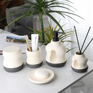 Home Hotel 5-Piece Kiln-Varnished Glazed Modern ODM Ceramic Bathroom Set