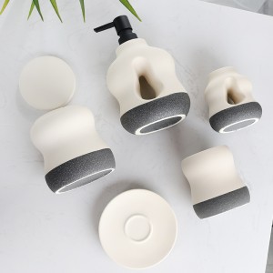 Home Hotel 5-Piece Kiln-Varnished Glazed Modern ODM Ceramic Bathroom Set
