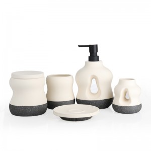 Home Hotel 5-Piece Kiln-Varnished Glazed Modern ODM Ceramic Bathroom Set