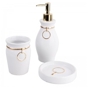 Luxury White 3-Piece Ceramic Bathroom Set for Hotels