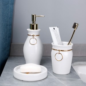 Luxury White 3-Piece Ceramic Bathroom Set for Hotels