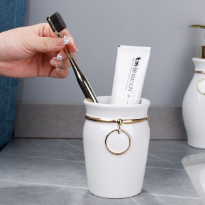 Luxury White 3-Piece Ceramic Bathroom Set for Hotels