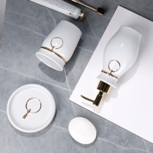 Luxury White 3-Piece Ceramic Bathroom Set for Hotels