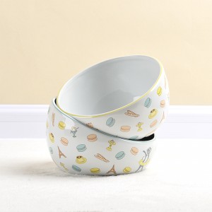 ODM Pet Food Accessories Cut Decal Round Cylinder Slanted Rim Non-Toxic Pet Water Bowl