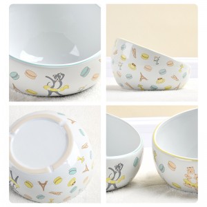 ODM Pet Food Accessories Cut Decal Round Cylinder Slanted Rim Non-Toxic Pet Water Bowl