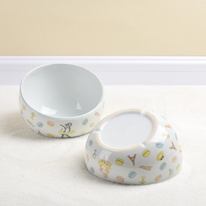 ODM Pet Food Accessories Cut Decal Round Cylinder Slanted Rim Non-Toxic Pet Water Bowl