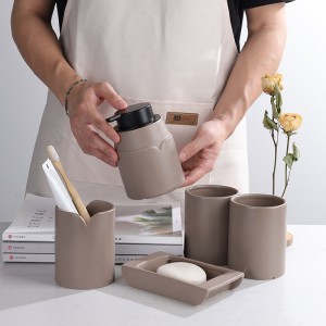 5-Piece Modern Glazed Ceramic Elegant V-Shaped ODM Bathroom Holder Set