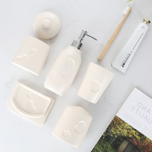 Factory Supplier 5-Piece Soap Dispenser Soap Dish Tumbler Ceramic Bathroom Sets