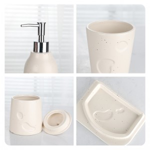 Factory Supplier 5-Piece Soap Dispenser Soap Dish Tumbler Ceramic Bathroom Sets