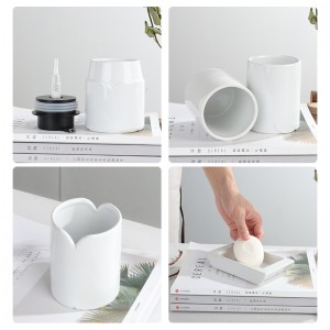 5-Piece Ceramic White Elegant V-Shaped ODM Hotel Room Bathroom Set