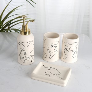 ODM Simple Lines Human Faces Ceramic Modern Bathroom Accessories Set