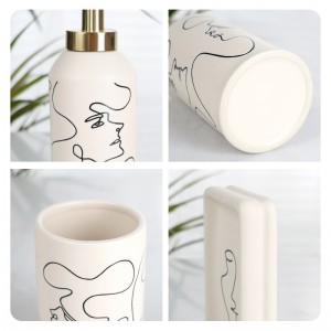 ODM Simple Lines Human Faces Ceramic Modern Bathroom Accessories Set