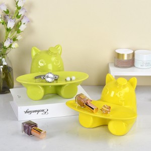 High-Quality Materials Pet Key Organizer Decorations Ceramic Pet Key and Leash Container