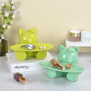 High-Quality Materials Pet Key Organizer Decorations Ceramic Pet Key and Leash Container