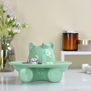 High-Quality Materials Pet Key Organizer Decorations Ceramic Pet Key and Leash Container