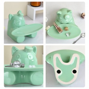 High-Quality Materials Pet Key Organizer Decorations Ceramic Pet Key and Leash Container