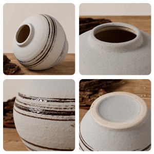 Round Ceramic Flower Pot Vase for Home Decor