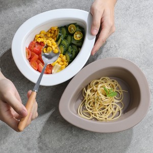 Hand-Made Glazed Personalized Ceramic Waterdrop-Shaped Salad Bowl