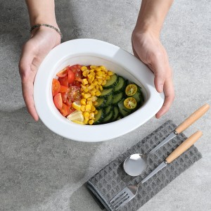 Hand-Made Glazed Personalized Ceramic Waterdrop-Shaped Salad Bowl