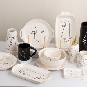 Modern Silk Print Ceramic Bathroom Accessory Set