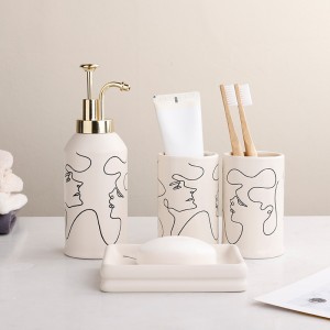 Modern Silk Print Ceramic Bathroom Accessory Set