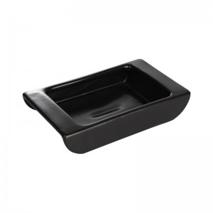 ODM 5-Piece Ceramic V-Shaped Collar Design Black Bathroom Soap Holder Set