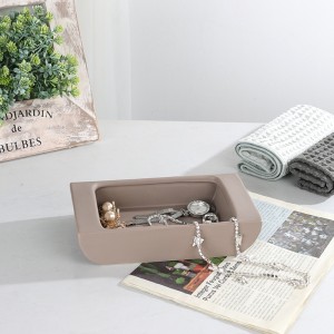 ODM Practical and Aesthetically Stoneware Ceramic Decorative Square Vanity Cosmetics Brush Jewelry Display Tray