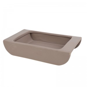 ODM Practical and Aesthetically Stoneware Ceramic Decorative Square Vanity Cosmetics Brush Jewelry Display Tray