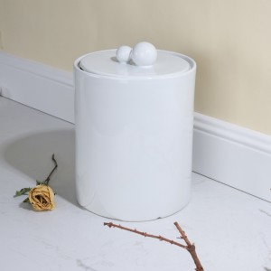 Decorative Ceramic Hotel Bathroom Toilet Accessory Elegant Ceramic V-Shaped Waste Bin Trash Can