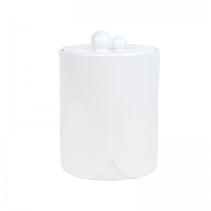Decorative Ceramic Hotel Bathroom Toilet Accessory Elegant Ceramic V-Shaped Waste Bin Trash Can