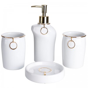 Modern White 4-Piece Ceramic Bathroom Accessory Set