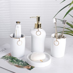 Modern White 4-Piece Ceramic Bathroom Accessory Set