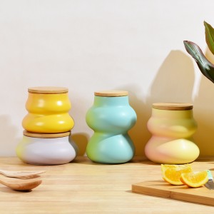 Kitchen Dreamy Colorful Fluid Sealed Jar Ceramic Set Tea Sugar Coffee Storage Canisters
