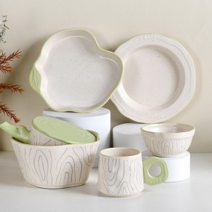 China Tableware Glazed Annual Ring Shape Stoneware Ceramic Dinnerware Sets