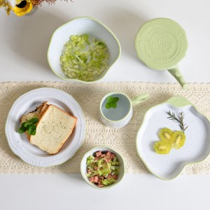 China Tableware Glazed Annual Ring Shape Stoneware Ceramic Dinnerware Sets