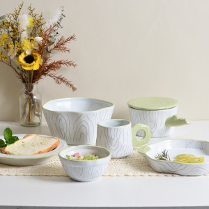 China Tableware Glazed Annual Ring Shape Stoneware Ceramic Dinnerware Sets