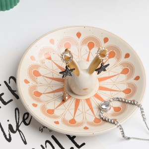 Decorative Rabbit Shape Ceramic Jewellery Stoneware Ring Dish