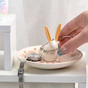 Decorative Rabbit Shape Ceramic Jewellery Stoneware Ring Dish