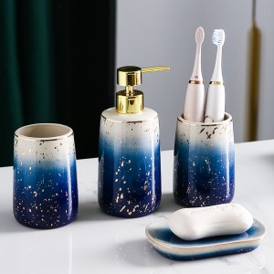 Decal Starry Sky Design Ceramic Bath Set Bathroom Accessories